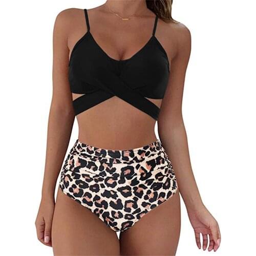 Swimwear Women Sexy Swimsuit Leopard Print Bikini Set Push Up Bathing Suit High Waist Two-piece Suits Womens Tube Top Tankini