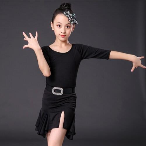 2020 Girls Latin Dresses For Dancing Sexy Tassel Fishbone Dance Skirt Ballroom Rumba Samba Children Cha Cha Tango Dance Dress