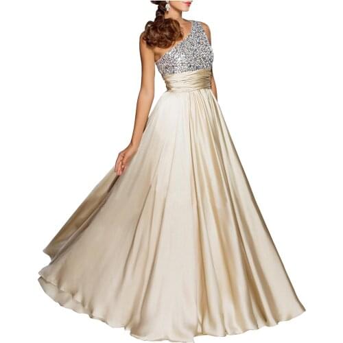 Sequins A-line beach chiffon One Shoulder modest sexy girls Long Prom Homecoming mermaid formal simple casual bridesmaid dress