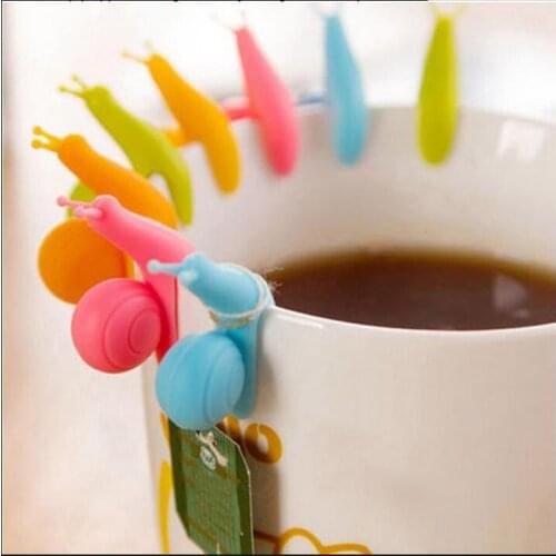 10Pcs Hot Cute Snail Shape Tea Bag Clip Cup Mug Tea Infusers Strainer Clips Party Decor Random Color Silicone Tea Bag Holder
