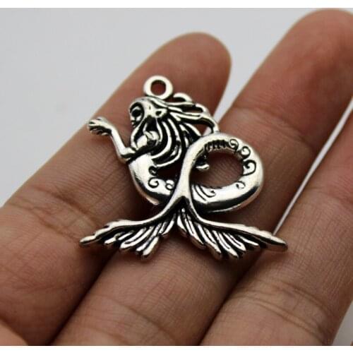10pcs Wholesale Price Mermaid Siren Ancient Charms 30mm Antique Silver Plated Pendant For Handmade Jewelry Accessories