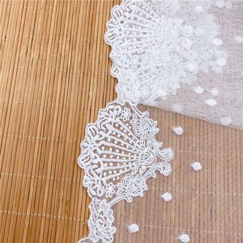 15Yards White Black Mesh Embroidered Lace Dress Wedding Cuff Accessories Trims wide 15cm