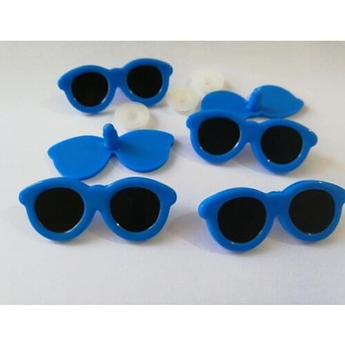 20pcs/lot--new design blue toy glasses safety toy glasses with hard washer for diy doll findings--65x27mm