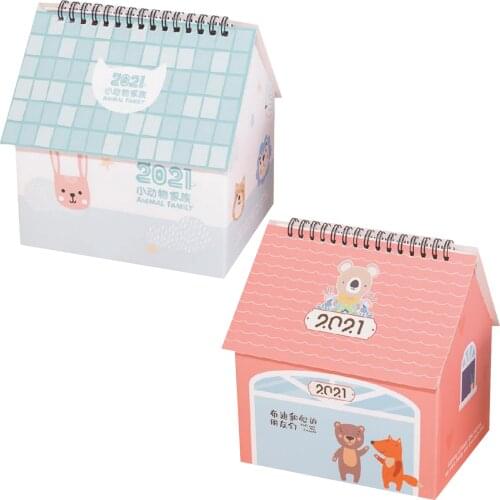 2021 Cute Storage Box Folding House Desk Calendar Diary Book Schedule Table Planner for Home School Office