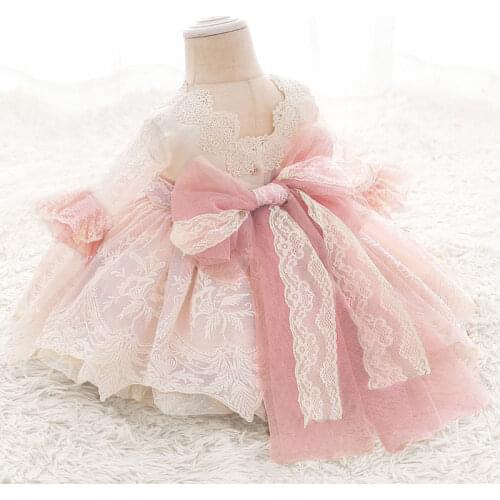 2021 Baby Girl Vintage Lolita Ball Gown Lace Dress Spanish Turkey Princess Dresses for Toddler Girl Wedding Kids Birthday Party