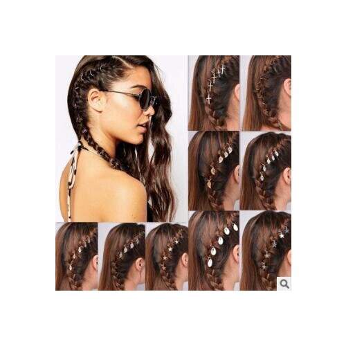 30set/lot 80pcs/set DIY Simple Alloy Round Buckle Pigtail Hair Clip Stars Seashell Hairpins Hair Styling Tool Accessories HA1077