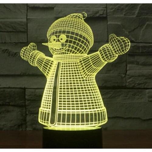 3D LED Night Light Christmas Snowman Yeti with 7 Colors Light for Home Decoration Lamp Amazing Visualization Optical Illusion Aw