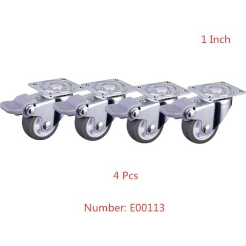 4 Pcs/Lot 1 Inch Casters Gray Tpe Universal Wheel With Diameter 25mm, Minimum Brake Wheel, Mute Household Caster