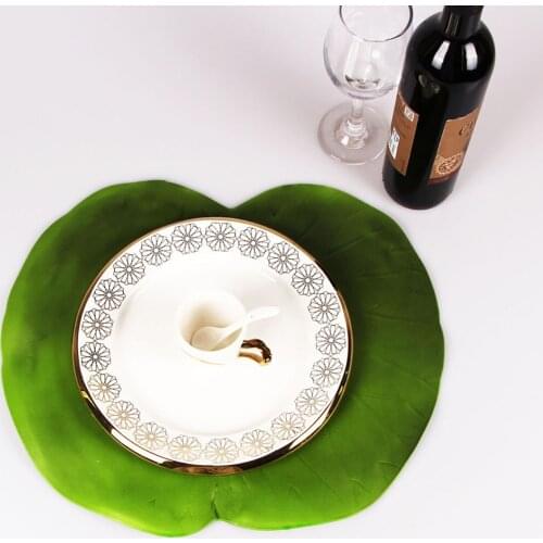 6PCS EVA European Style Table Mat New Green Lotus Leaf Pattern Dining Table Placemat Western Coaster