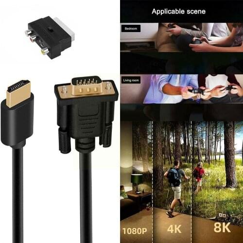 SCART to 3 RCA Phono Adapter 1080p HDMI-compatible Connector RCA to 3 S-video Cable For Projector/DVD/TV Audio AV Audio U7E4