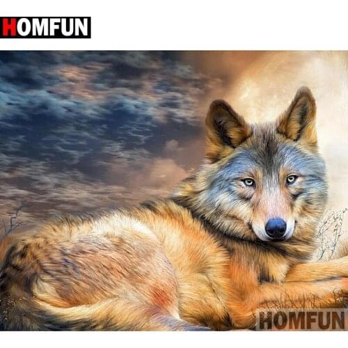 HOMFUN Full Square/Round Drill 5D DIY Diamond Painting "Animal wolf" 3D Embroidery Cross Stitch 5D Home Decor A13527