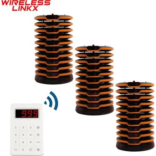 Wirelesslinkx Wireless Restaurant Coaster Pager Guest Customer Paging System with Touch Keypad for Church Clinic Quiz Bank