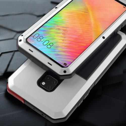 Heavy Duty Protection Doom armor Metal Aluminum phone Case for Huawei Mate 20 Pro P30 Pro Shockproof Dustproof Cover With Glass