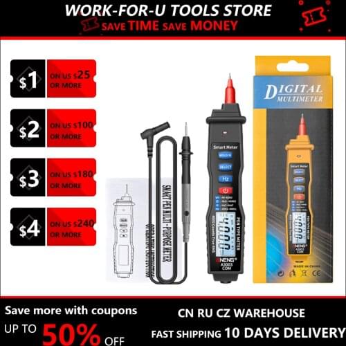 ANENG A3003 Digital Multimeter Pen Type Meter 4000 Counts with Non Contact AC/DC Voltage Resistance Capacitance Hz Tester Tool