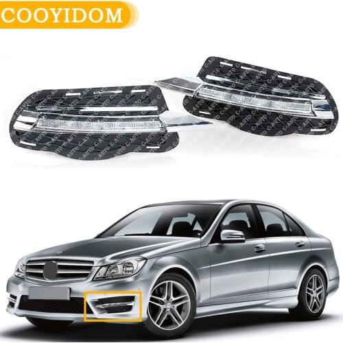 For Mercedes-Benz C-Class w204 180 200 250 260 300 2008-2010 Car LED Daytime Running Light DRL Fog Lamp Cover Fashion Edition