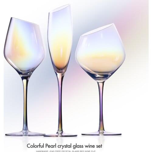 Electroplating color lead-free crystal glass red wine glass champagne glass, one-piece wine glass goblet home red wine glass set