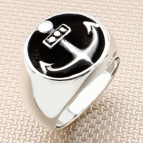 Handmade Sterling Silver Ring Anchor Model Silver Sailor Ring Captain Accessories For Men Made in Turkey