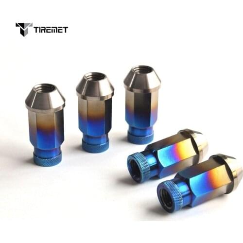 Tiremet 20Pcs M12X1.25/1.5X45mm Cone Tapper titanium wheel Lock lug Nut with size hole for racing car Burnt Blue Factory price