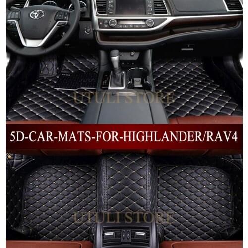 Leather Car floor mats for Toyota Fortuner Harrier Hilux Innova Highlander RAV4 custom fit car carpet floor foot mats