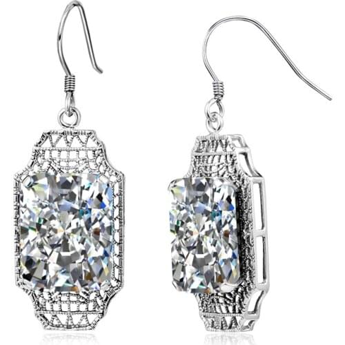 Square Genuine Diamond Earrings 925 Sterling Silver Earrings For Women Korean Earings Fashion Jewelry Brincos Clearance