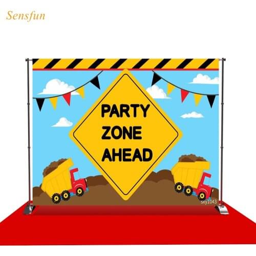 LEVOO photography background excavator Site Warning bar birthday background photobooth photo studio shoot prop