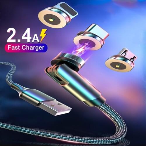 540 Degree Rotate Magnetic Cable micro USB Type C Charging For iPhone huawei Xiaomi Cable Fast Charging Magnet Charger data cord