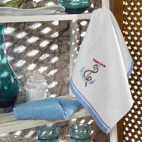 Maxstyle Cotton Kitchen Towel 4'lü White-Blue 40 X60
