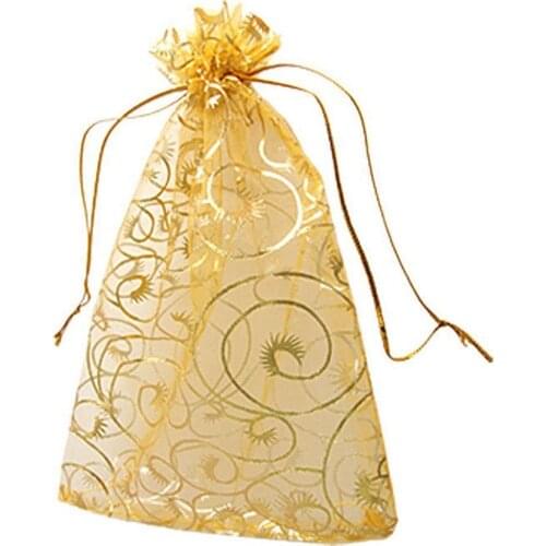 100pcs/set 9x12cm Jewelry Packaging Bag Popular Organza Rope Gift Bags Mini Portable Party Wedding Christmas Pouches Wholesale