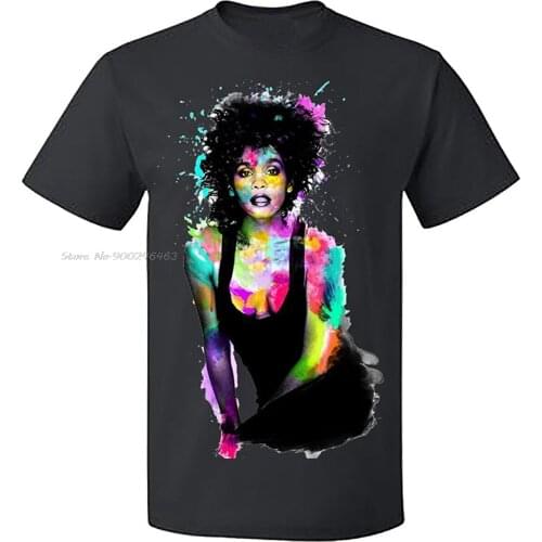 Men Music Whitney Houston Watercolor Tribute T-shirt Men Summer O-Neck Men T Shirt Cotton Tees