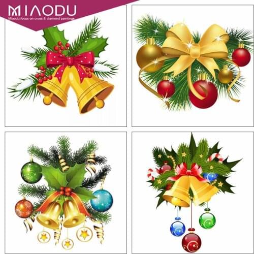 Miaodu Diamond Painting Christmas Bell Kit 3D Diamond Embroidery Landscape Needlework Handicraft Decor For Home