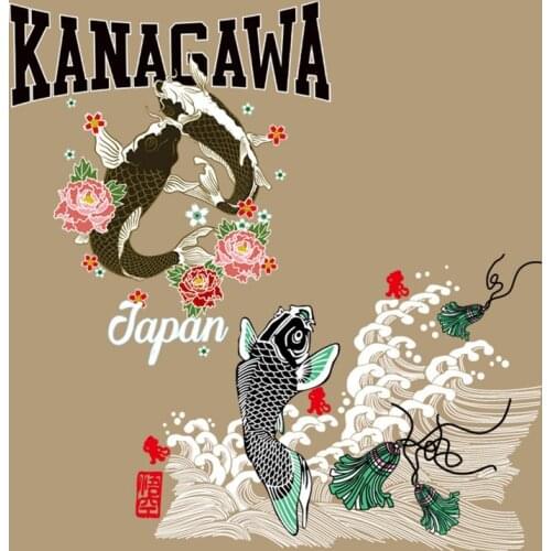Japan Style Flower Fish Iron On Stickers Washable Appliques A-level Patches Heat Transfer For DIY T-shirt Accessory Clothes Bag