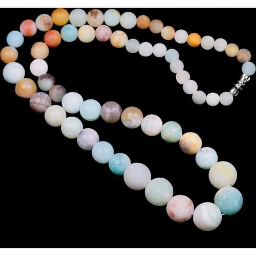 Natural 6 8 10 12mm Amazonite Stones Beads Necklace High End Dropshipping Jewelry Women Vintage Yoga Gifts