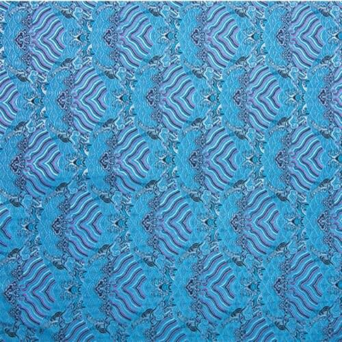 New arrival brocade wave lake blue fabric for patchwork felt tissue telas children cloths dress bed sheet coat 100x75cm