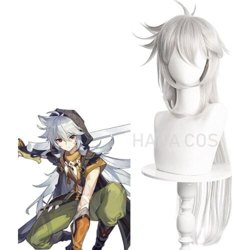 Game Genshin Impact Razor Gray Long Heat Resistant Synthetic Hair Halloween Carnival Party Role Play Cosplay Free Wig Cap