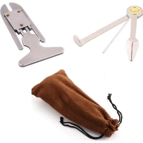 Portable Smoking Pipe Cleaning Tool Stainless Steel 3-in-1 Scraper Reamer Flannelette Pipe Pouch Tobacco Smoking Accessories