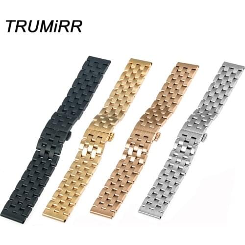 20mm 22mm Quick Release Stainless Steel Watch Band Universal Wrist Strap Butterfly Buckle Belt Bracelet Black Rose Gold Silver