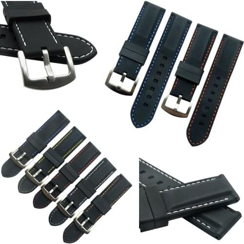 Hot Sale 1pc Fashion Men Women 20mm 22mm 24mm 26mm Silicone Rubber Strap Black Sport Watch Band Universal Waterproof Watchbands