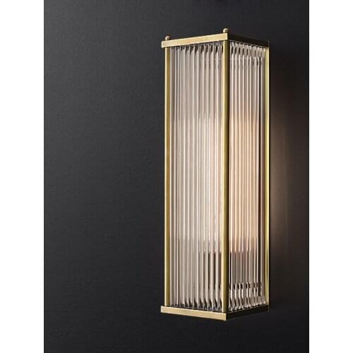 RH Modern Luxury Rectangular Glass Bar Wall Lamps American Living Room Dining Bedroom Aisle Corridor Sconce Wall Lights Fixtures