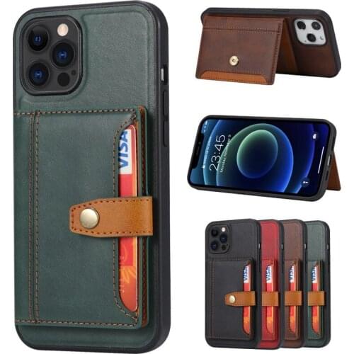 Luxury Skin Leather Flip Case For iPhone 12 11 Pro With Buckle Cards Protect Cover For iPhone 12 Mini XR XS Max X Coque Etui