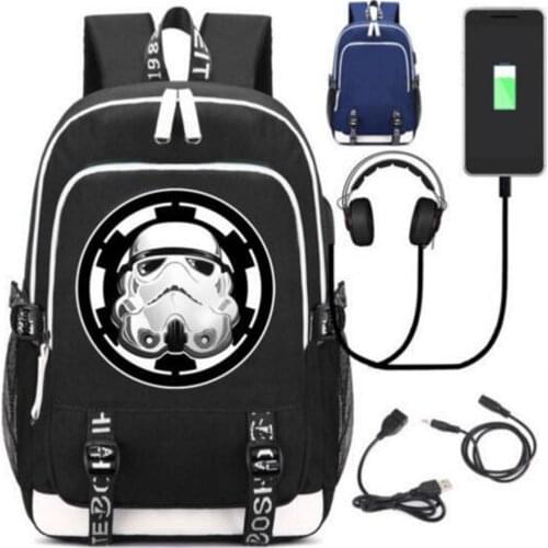 Star War Rucksack Backpack Fans USB Fashion Port / Lock Headphone Travel Laptop Students School Bags Teenagers Capacity Mochilas