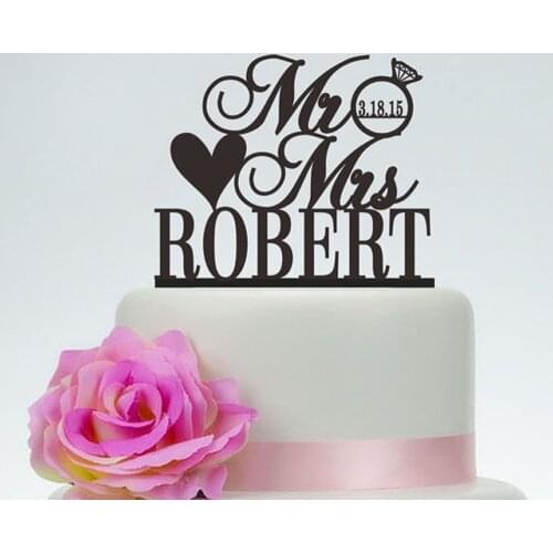 Heart love Wedding Cake Topper,Custom Mr and Mrs Acrylic golg Silver wooden Black Cake Topper,Unique Personalized Cake Topper