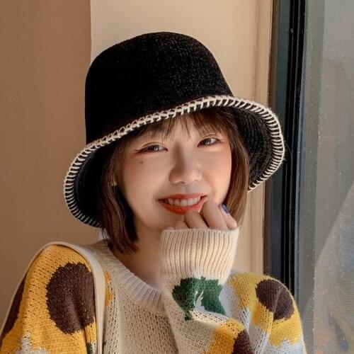 Winter Ladies Hat Knitted Woolen Warm Fisherman Hat Fashion Lace All-match Basin Hat Outdoor Shade Ladies Panama Bucket Hat