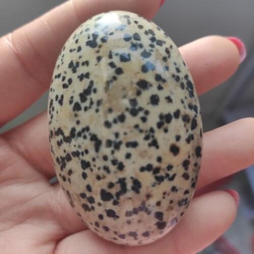 1pcs Natural Spotted Cobblestone Tumbled Palm Stone Crystal Massage Healing Reiki