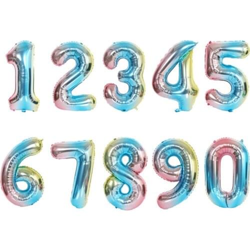 32 inch Gradient Digital Aluminum Foil Balloons Rainbow Digit Birthday Party Decorations Kids Toy Balls Wedding Balloon Globos