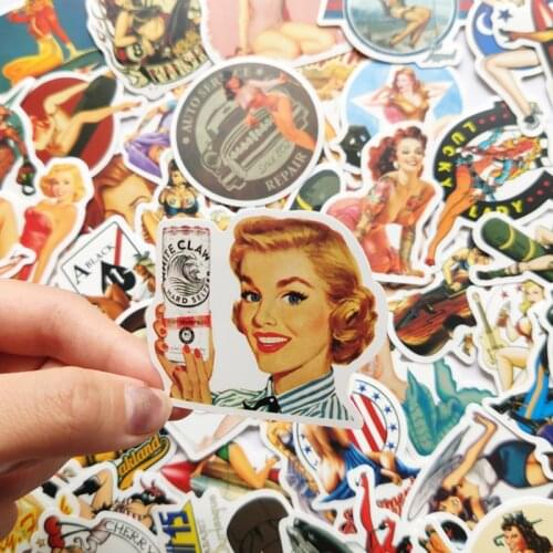 50pcs Sexy Lady Metal Poster Pin Up Girl Painting Tin Signs Metal Plate Wall Sticker Tiki Bar House Room Club Decor