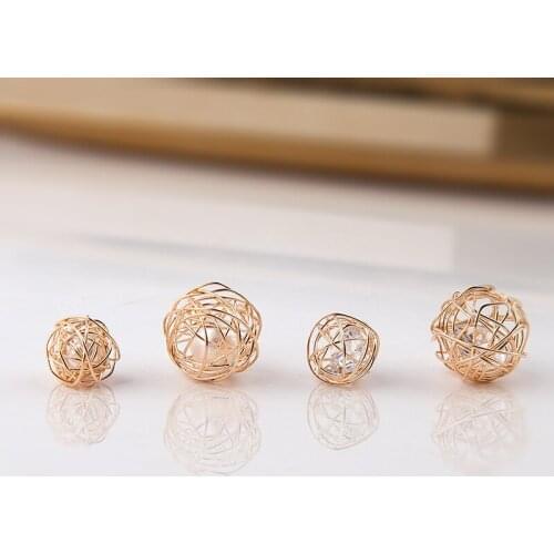 6pcs Diy Beads Jewelry European and American Trinkets Earrings Zircon Earrings for Women Fashion Accessories Metal Wholesale