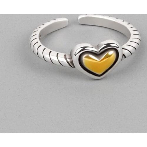 925 Sterling Silver Vintage Heart Charm Finger Ring For Women Retro Opening Party Wedding New Jewelry jz240