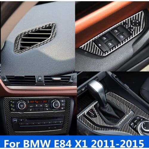 Accessories for BMW E84 X1 2011-2015 Carbon Fiber Window Armrest panel Steering Wheel Gear Panel Sticker