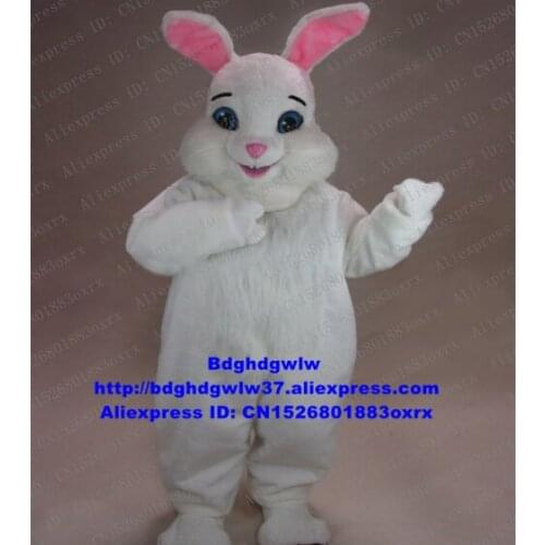 White Long Fur Easter Bunny Osterhase Rabbit Hare Mascot Costume Cartoon Character Good-looking Nice Performn ACTING zx2413