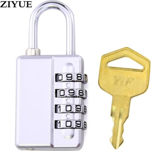 Free Shipping 4 Digit High Security Combination Number Code Lock Padlock with mechanical key For Suitcase Store Cabinet
